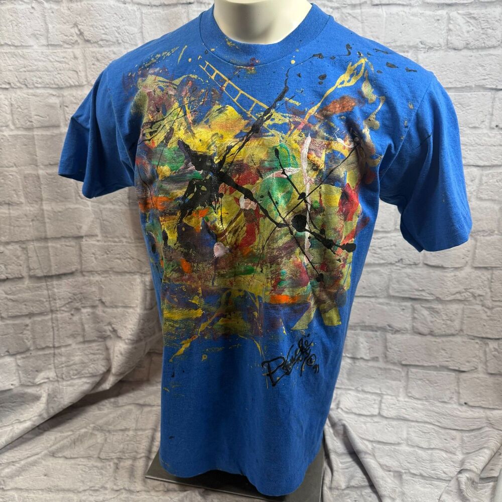 Pierre Fouche Signed 1991 NYC Hand-painted T-Shirt 50/50 USA Screen Stars Best